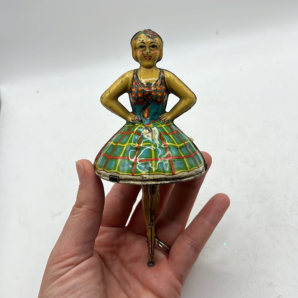 Tin Litho Toy Marx Ballerina Spinning Figurine Toy Ballet Girl VTG Collectible